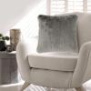 Difi Throw Pillow Set of 4, 20 Inch, Faux Rabbit Fur Face, Gray Polyester