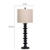 Ando Buffet Table Lamp, Black Turned Fishbone Base, Drum Shade