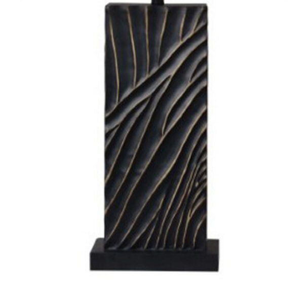 300620266a4422cccfbfb.jpeg Len Table Lamp, White Rectangular Shade, Unique Lined Design Black Pedestal