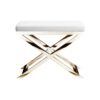 300620266a44235d5f34b.jpeg Sovi 20 Inch Ottoman Stool, White Faux Leather Seat, Stainless Steel Frame, Gold
