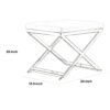 300620266a442395a065e.jpeg Sovi 20 Inch Ottoman Stool, White Faux Leather Seat, Stainless Steel Frame, Gold