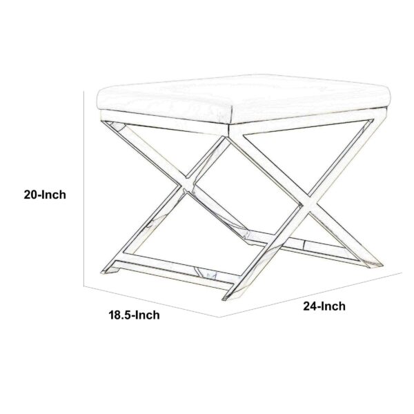 300620266a4424152c482.jpeg Sovi 20 Inch Ottoman Stool, Black Faux Leather, Stainless Steel Frame, Gold