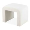 Jea 24 Inch Accent Stool, Soft Cushioned Seat, White Boucle, Panel Legs