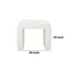Jea 24 Inch Accent Stool, Soft Cushioned Seat, White Boucle, Panel Legs