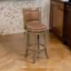 Haley 26 Inch Swivel Counter Height Chair Chestnut Brown Wood, Faux Leather