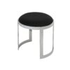 Niyo 19 Inch Accent Stool Ottoman Ottoman, Round Black Faux Leather, Silver