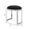 Niyo 19 Inch Accent Stool Ottoman Ottoman, Round Black Faux Leather, Silver