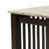 Moen 21 Inch Side End Table, White Faux Marble, Bottom Shelf, Black Wood