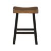 Casy 30 Inch Bar Height Stool, Brown Saddle Seat, Black Rubberwood, Set of 2