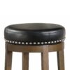 300620266a442a836d6c7.jpeg Bara 25 Inch Swivel Counter Stool, Black Round Faux Leather, Brown, Set of 2