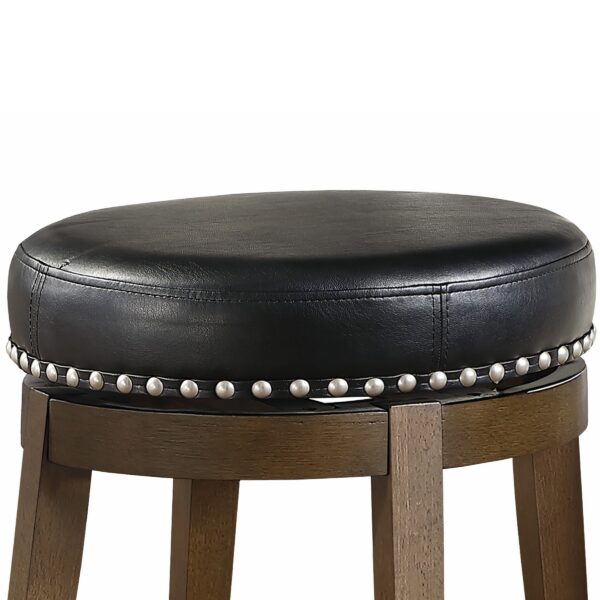 300620266a442af0763d9.jpeg Bara 20 Inch Swivel Dining Stool, Round Faux Leather, Brown, Set of 2