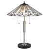 Kio 23 Inch Table Lamp, Modern Tiffany Style Stained Glass, Silver Metal