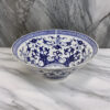 300620266a442be9505cc.jpeg Cherry 16 Inch Decorative Bowl, Ceramic, Floral Design, Blue and White
