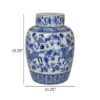300620266a442c36daf34.jpeg Gloomy 15 Inch Decorative Jar, Ceramic Frame, Blue and White Floral Print