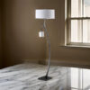 300620266a442d0fa41f0.jpeg Jiya 59 Inch Arc Floor Lamp, Hanging Design, 2 White Drum Shades, Black