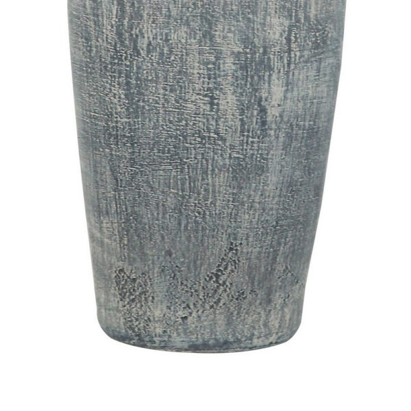 Leni 31 Inch Hydrocal Table Lamp, Drum Shade, Blue Gray Tall Urn Base