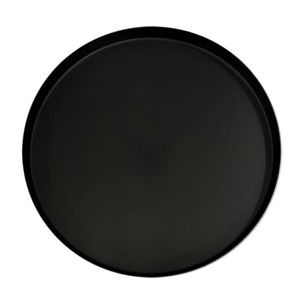 300620266a442e04edb84.jpeg Ara 22 Inch Side End Table, Vintage Sleek Pillar Base, Round Tray Top, Matte Black