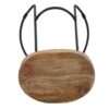 30 Inch Handcrafted Backless Counter Height Barstool, Natural Brown Mango Wood Saddle Seat, Black Iron Base