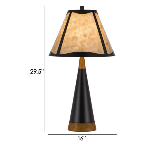 300620266a443002c9870.jpeg 30 Inch 3 Way Table Lamp, Beige Mica Shade, Rubberwood and Black Metal Body