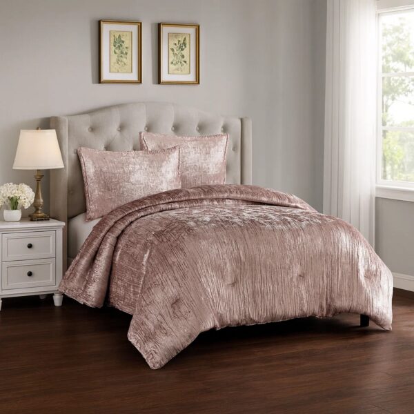 300620266a4431858c8a7.jpeg Jay 2 Piece Twin Comforter Set, Polyester Velvet, Deluxe Texture, Pink