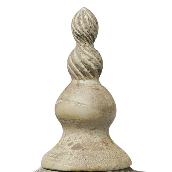 22 Inch Lidded Vase with Turned Finial Design and Swirl Pattern, White