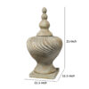 22 Inch Lidded Vase with Turned Finial Design and Swirl Pattern, White