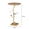 28 Inch Accent Table, Artful Branchlike Frame, Silver Bird Accents, Gold