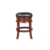Sabi 24 inch Swivel Counter Stool, Solid Wood, Faux Leather, Brown, Black