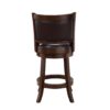 Pal 24 Inch Swivel Counter Stool, Solid Wood, Faux Leather, Cappuccino Brown