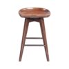300620266a4433fc73bd8.jpeg Esme 24 Inch Swivel Counter Stool, Contour Seat, Wood, Tapered Legs, Brown