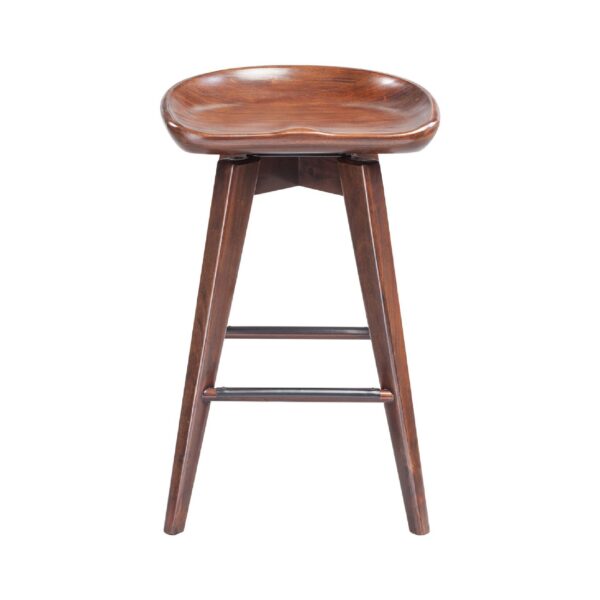 300620266a4433fc73bd8.jpeg Esme 24 Inch Swivel Counter Stool, Contour Seat, Wood, Tapered Legs, Brown