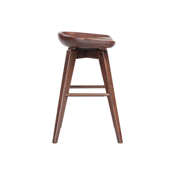 300620266a443422ee679.jpeg Esme 24 Inch Swivel Counter Stool, Contour Seat, Wood, Tapered Legs, Brown