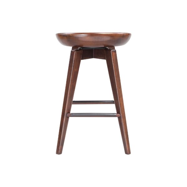 300620266a443435c93aa.jpeg Esme 24 Inch Swivel Counter Stool, Contour Seat, Wood, Tapered Legs, Brown