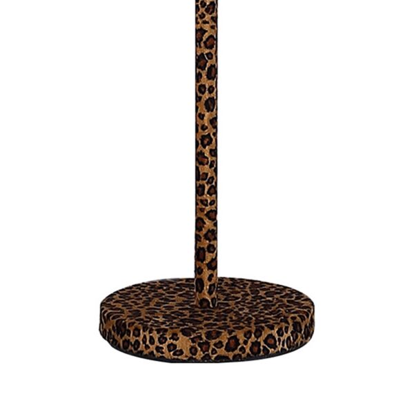 Fabric Wrapped Floor Lamp with Dotted Animal Print, Brown and Black