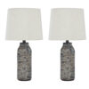 300620266a4436c640df4.jpeg Fabric Shade Table Lamp with Textured Base, Set of 2, White and Black