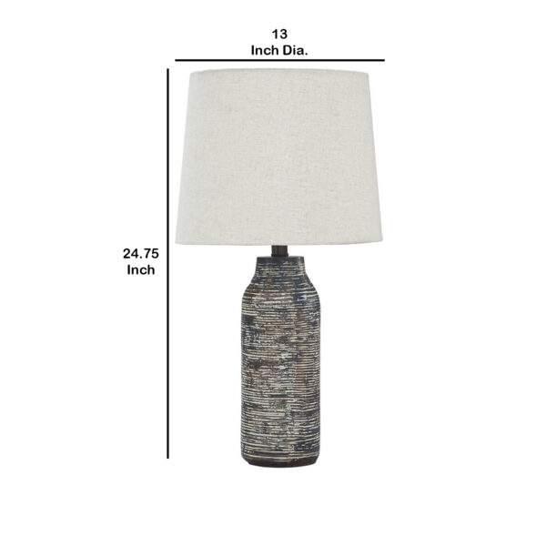 300620266a4436f85e694.jpeg Fabric Shade Table Lamp with Textured Base, Set of 2, White and Black