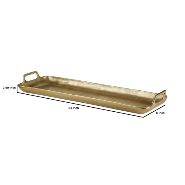 Rectangular Metal Frame Decorative Tray with Cut Out Handle, Gold