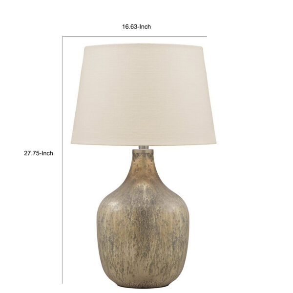 Mercury Glass Table Lamp with Drum Shade, Gold and Beige