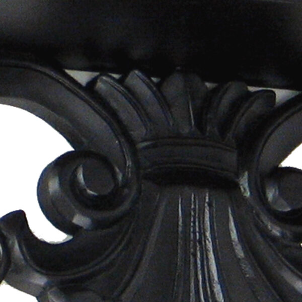 Hand Carved Wooden Wall Shelf with Floral Design Display, Black