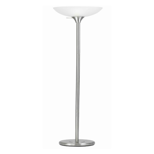 300620266a443b5fe3494.jpeg 3 Way Torchiere Floor Lamp with Frosted Glass shade and Stable Base, White