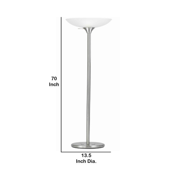300620266a443bb0ac3b0.jpeg 3 Way Torchiere Floor Lamp with Frosted Glass shade and Stable Base, White