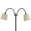 80 Watt Metal Floor Lamp with Dual Gooseneck and Uno Style Shades, Black