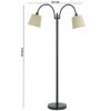 80 Watt Metal Floor Lamp with Dual Gooseneck and Uno Style Shades, Black
