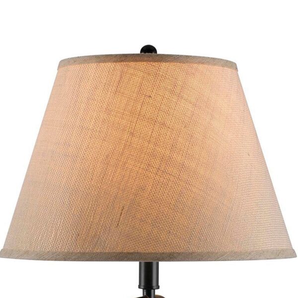 3 Way Metal Body Table Lamp with Swing Arm and Conical Fabric Shade, Black