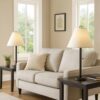 Paper Shade Metal Table Lamp with Pull Chain Switch,Set of 4,White and Black