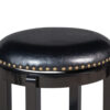 Nailhead Trim Round Leatherette Swivel Counter Stool with Flared Leg, Black