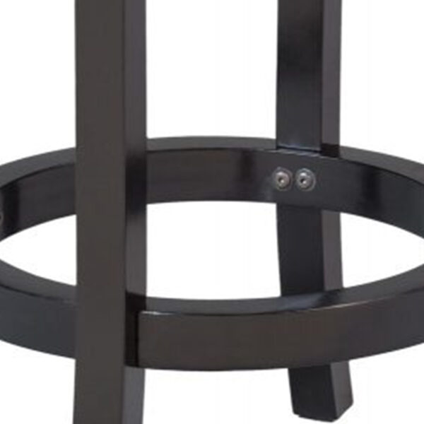 Nailhead Trim Round Leatherette Swivel Counter Stool with Flared Leg, Black