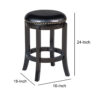 Nailhead Trim Round Leatherette Swivel Counter Stool with Flared Leg, Black
