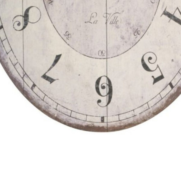 300620266a4441ed0160b.jpeg Distressed Oval Shape Wooden Wall Clock with Ring Hanger, White and Black