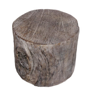 Antique Round Tree Stump Cement Stool, Brown